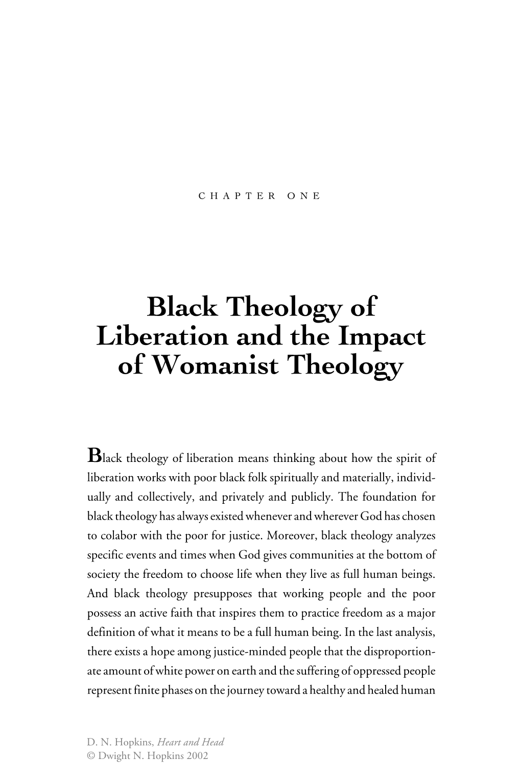 Black Theology of Liberation and the Impact of Womanist Theology