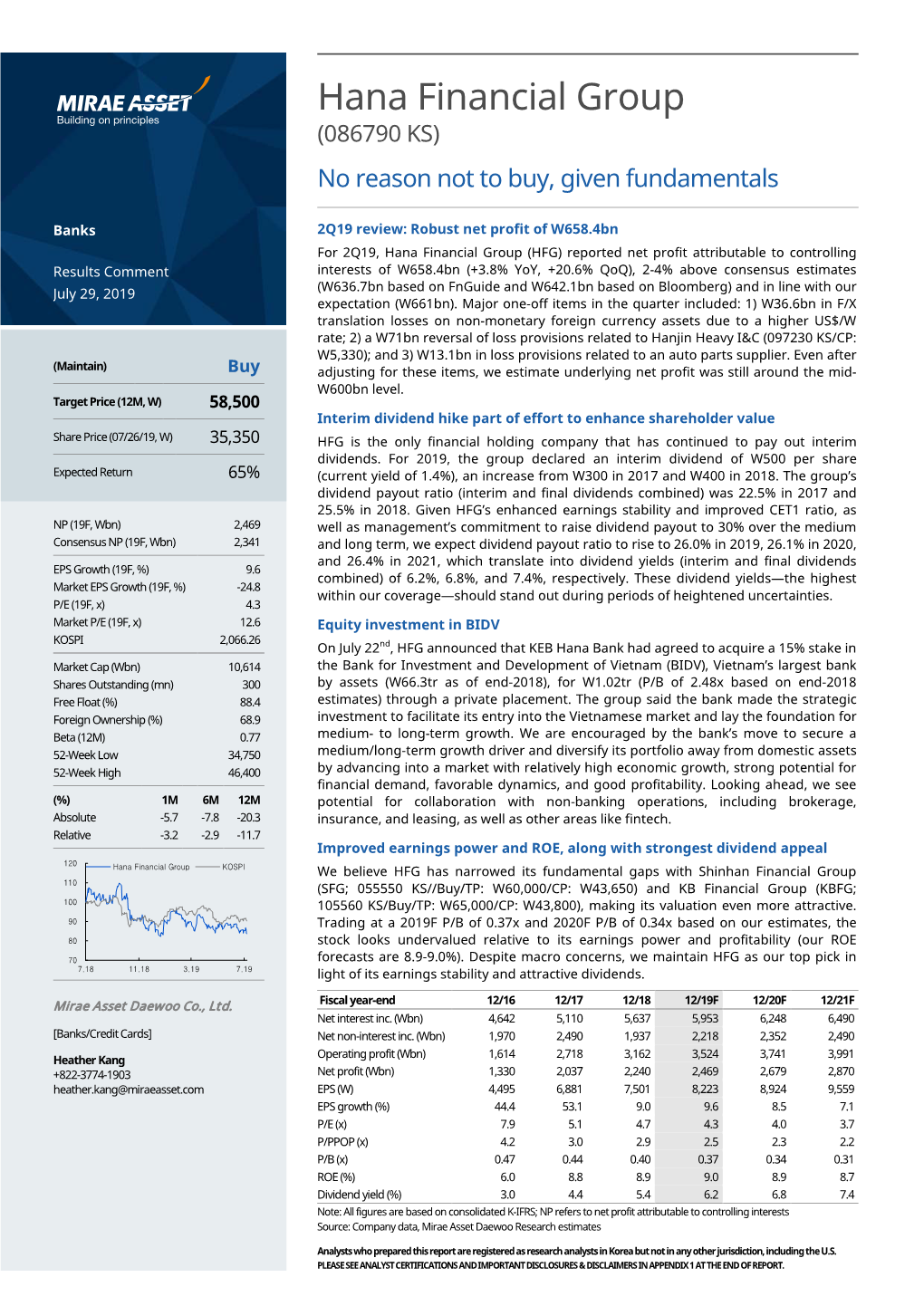 Hana Financial Group (086790 KS) No Reason Not to Buy, Given Fundamentals