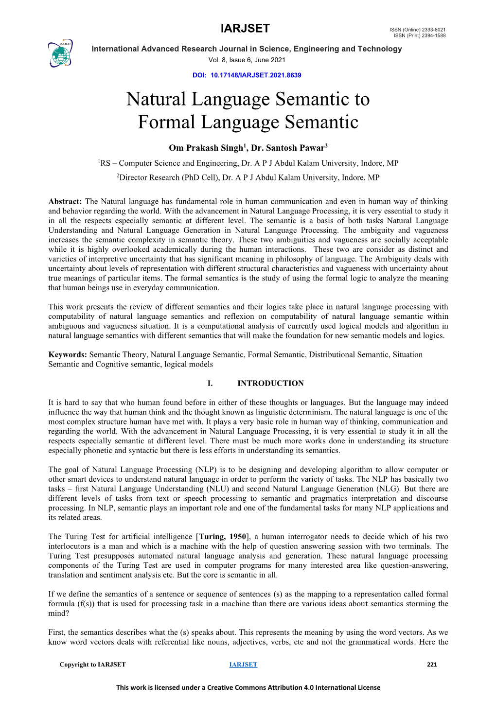 Natural Language Semantic to Formal Language Semantic