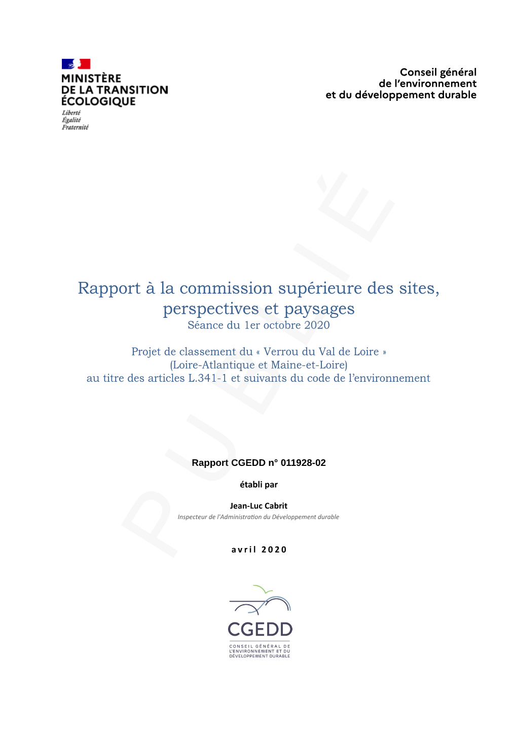 Rapport À La Commission Supérieure Des Sites, Perspectives Et Paysages Séance Du 1Er Octobre 2020