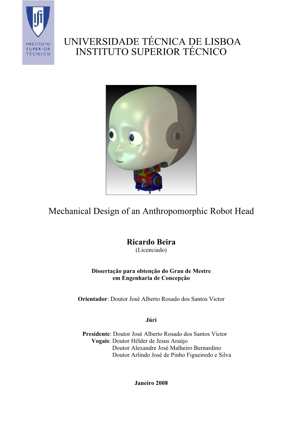 Mechanical Design of an Anthropomorphic Robot Head