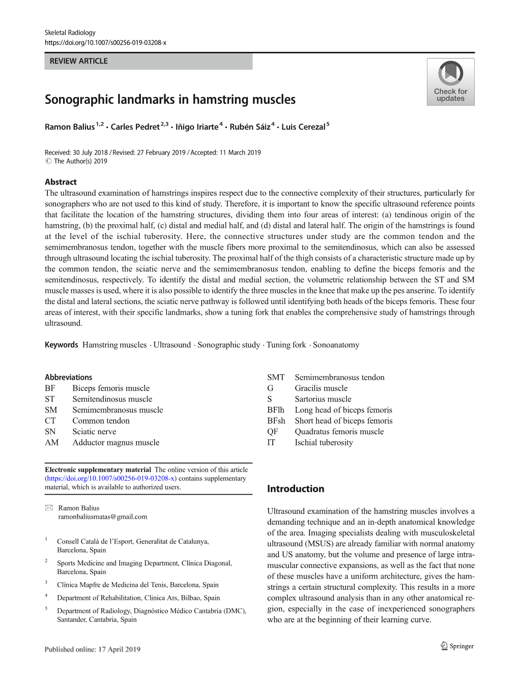 Sonographic Landmarks in Hamstring Muscles