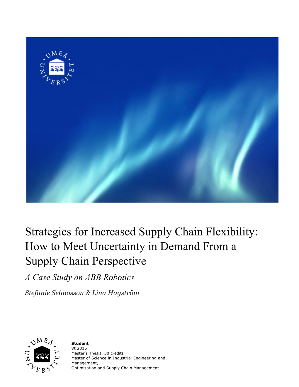 Strategies for Increased Supply Chain Flexibility