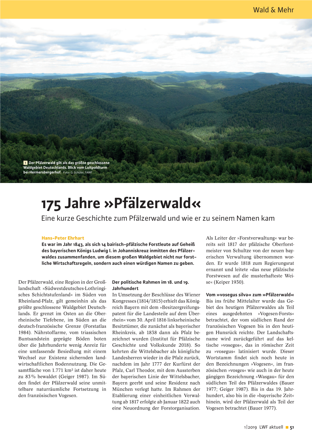 175 Jahre »Pfälzerwald« Eine Kurze Geschichte Zum Pfälzerwald Und Wie Er Zu Seinem Namen Kam