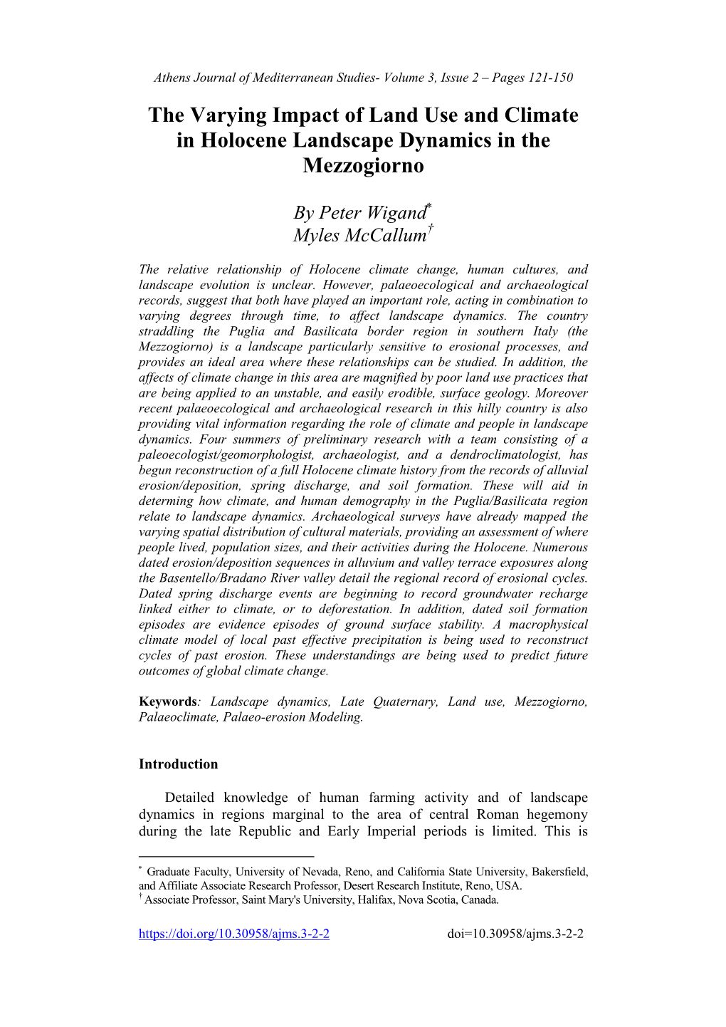 The Varying Impact of Land Use and Climate in Holocene Landscape Dynamics in the Mezzogiorno