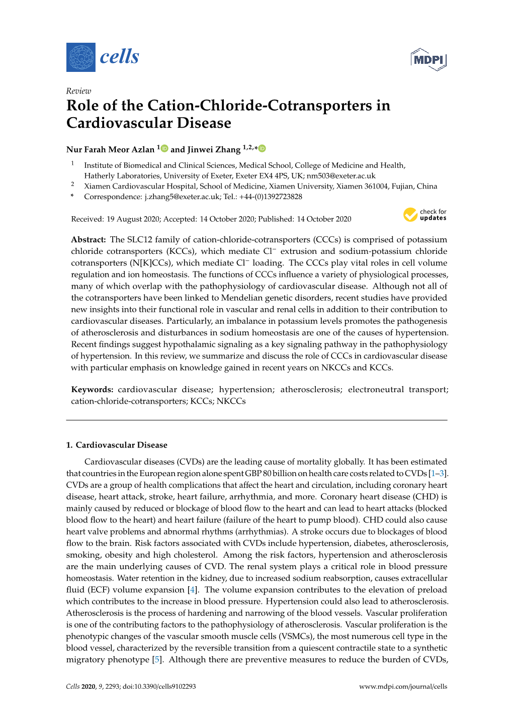 Role of the Cation-Chloride-Cotransporters in Cardiovascular Disease