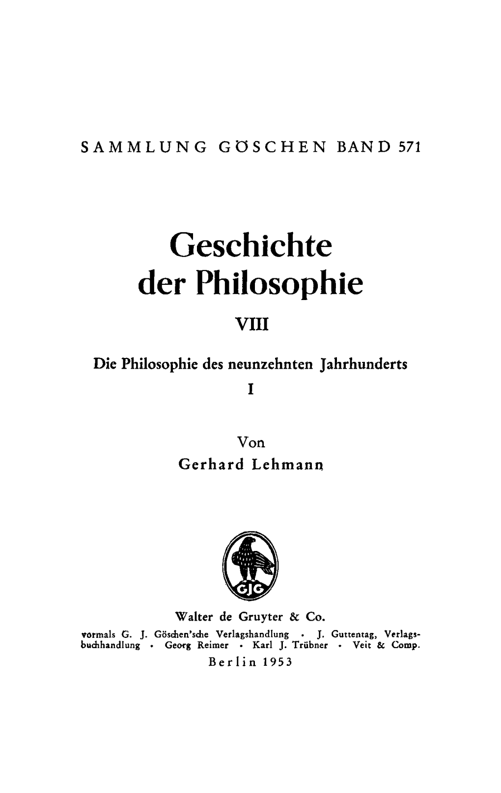 Geschichte Der Philosophie VIII