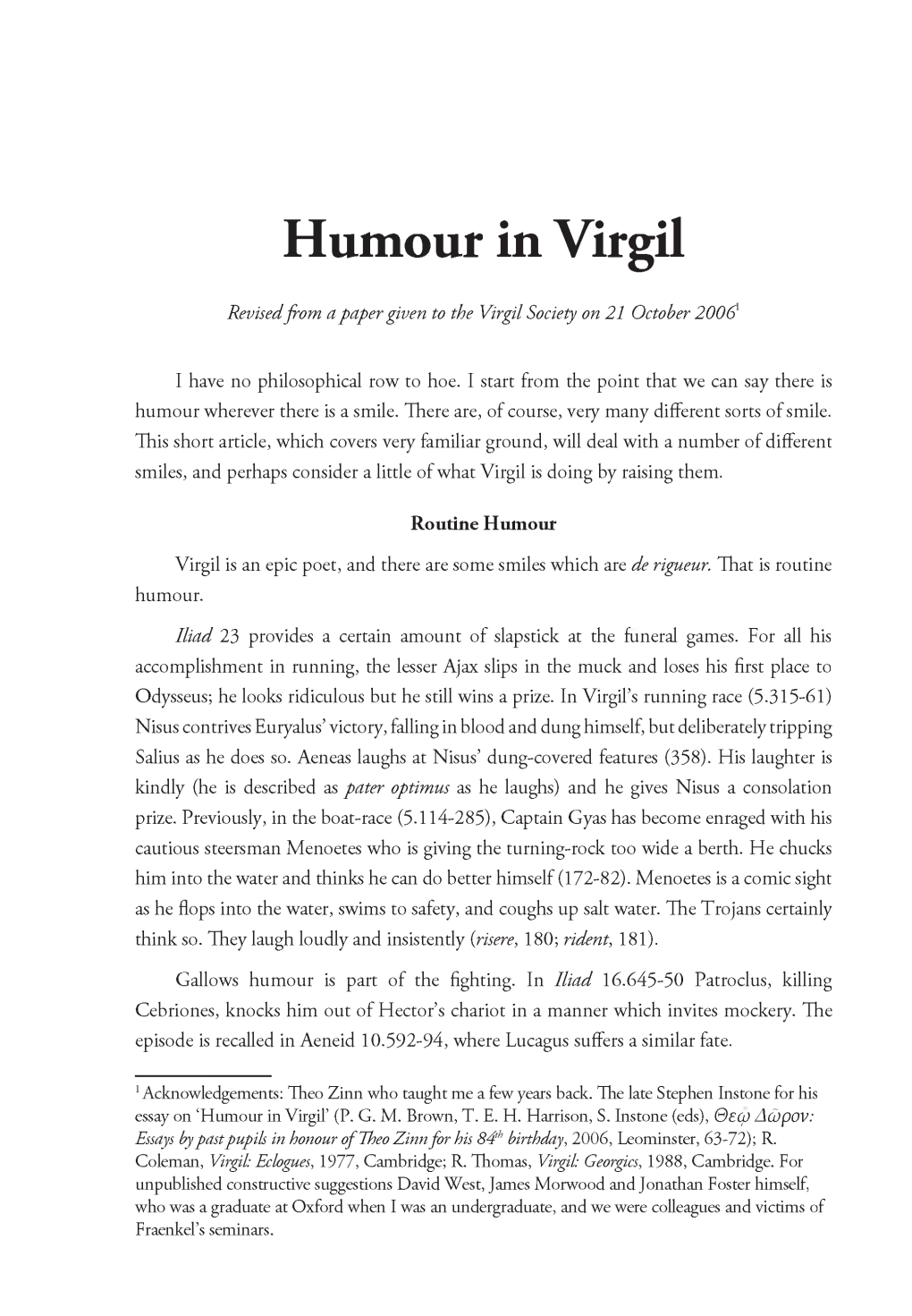 Humour in Virgil