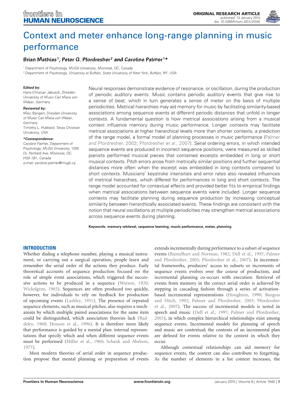 Context and Meter Enhance Long-Range Planning in Music Performance