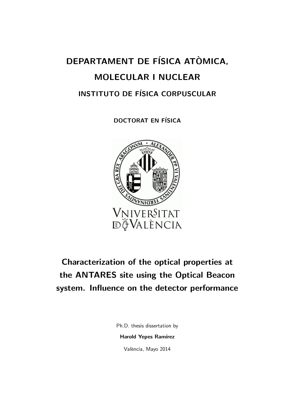 Departament De F´Isica At`Omica, Molecular I