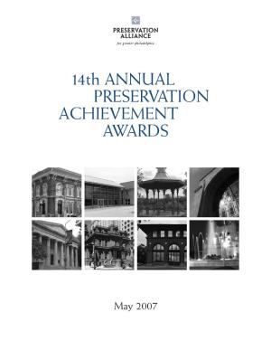 14Th ANNUAL PRESERVATION ACHIEVEMENT AWARDS