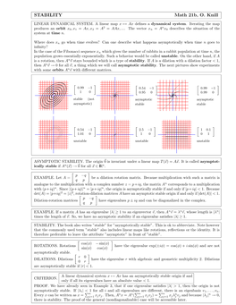 STABILITY Math 21B, O. Knill