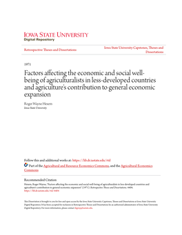 Factors Affecting the Economic and Social Well
