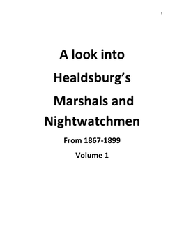 A Look Into Healdsburg's Marshals and Nightwatchmen from 1867-1899