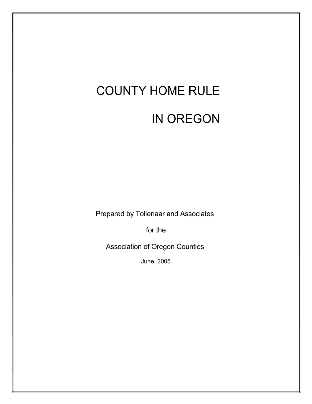 County Home Rule in Oregon 117