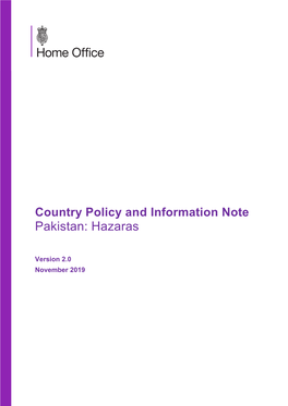 Country Policy and Information Note Pakistan: Hazaras
