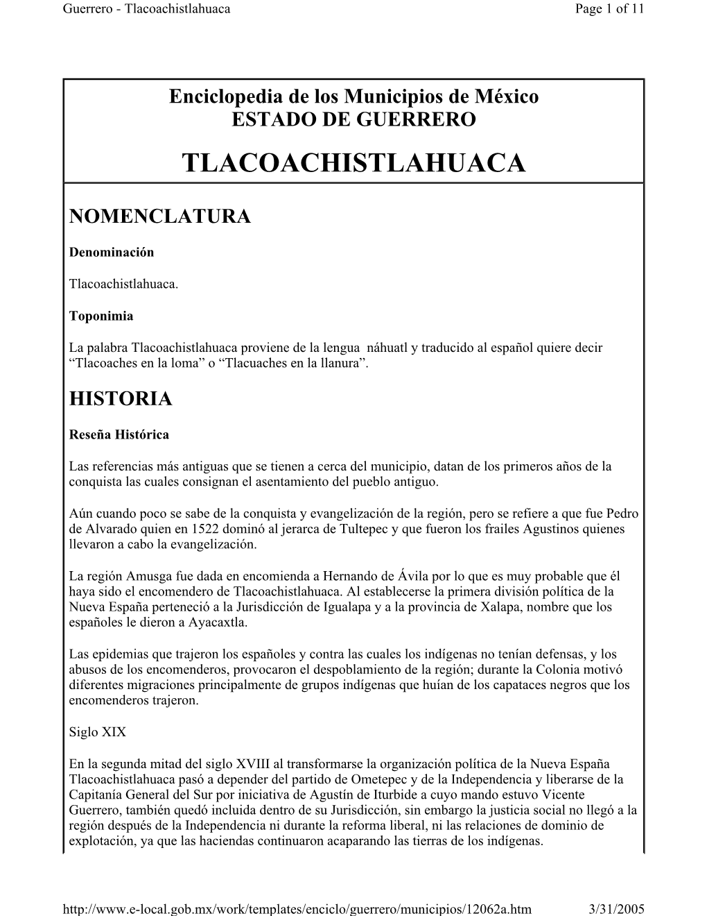 Tlacoachistlahuaca Page 1 of 11