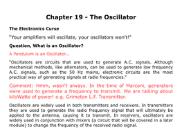 Chapter 19 - the Oscillator