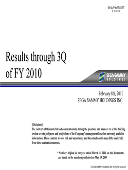 Results Through 3Q of FY 2010 / Full Year Outlook]