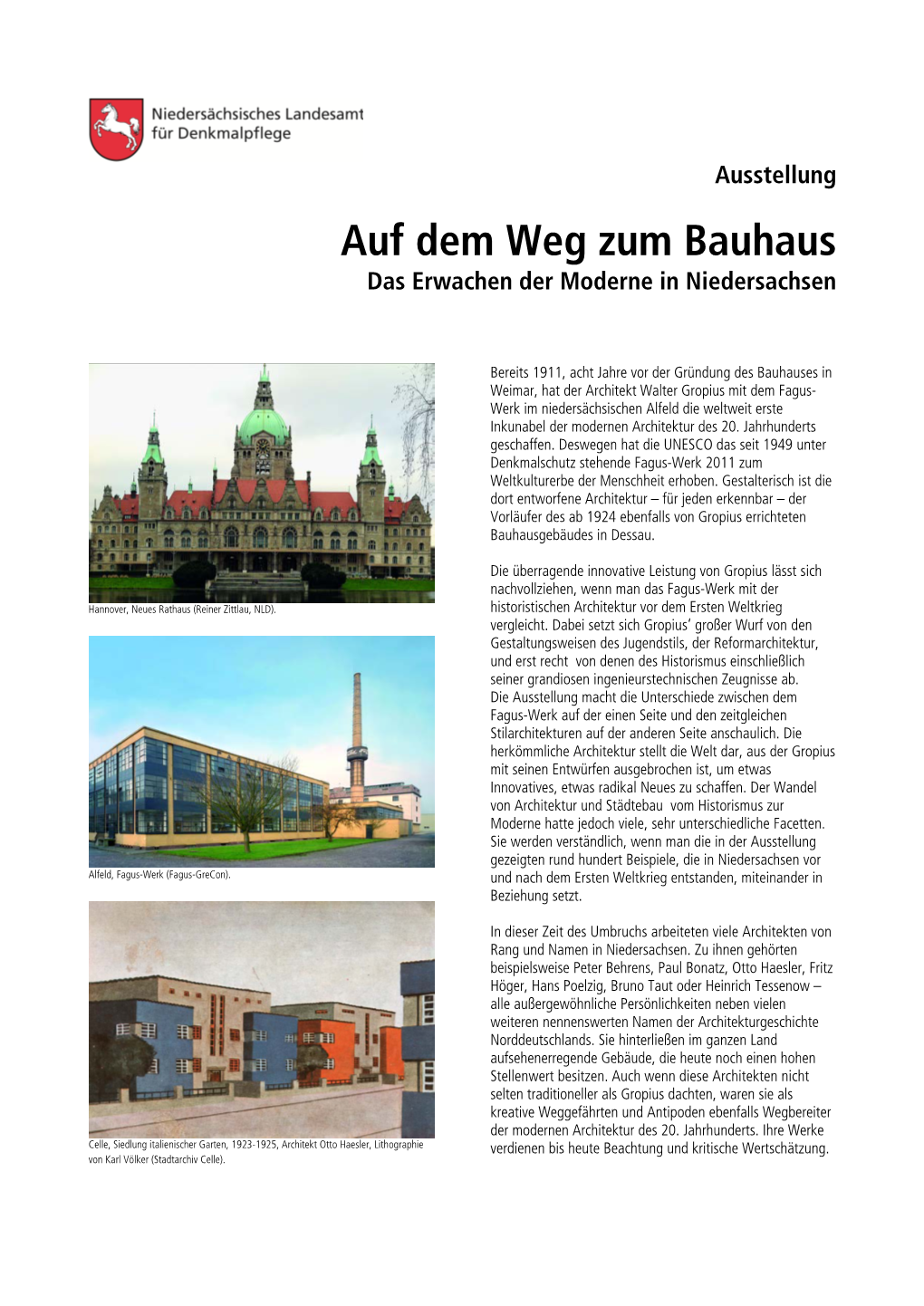 Auf Dem Weg Zum Bauhaus Das Erwachen Der Moderne in Niedersachsen