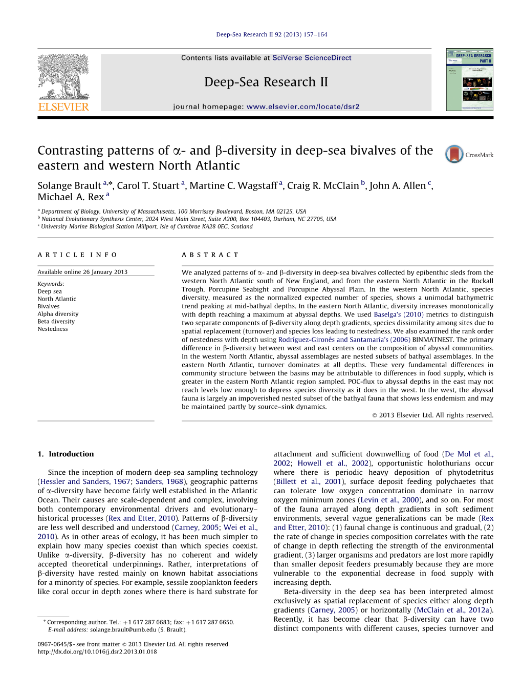 Contrasting Patterns of Α- and Β-Diversity in Deep