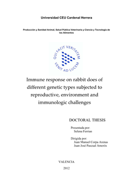 Immune Response on Rabbit Does of Different Genetic Types Subjected to Reproductive, Environment And