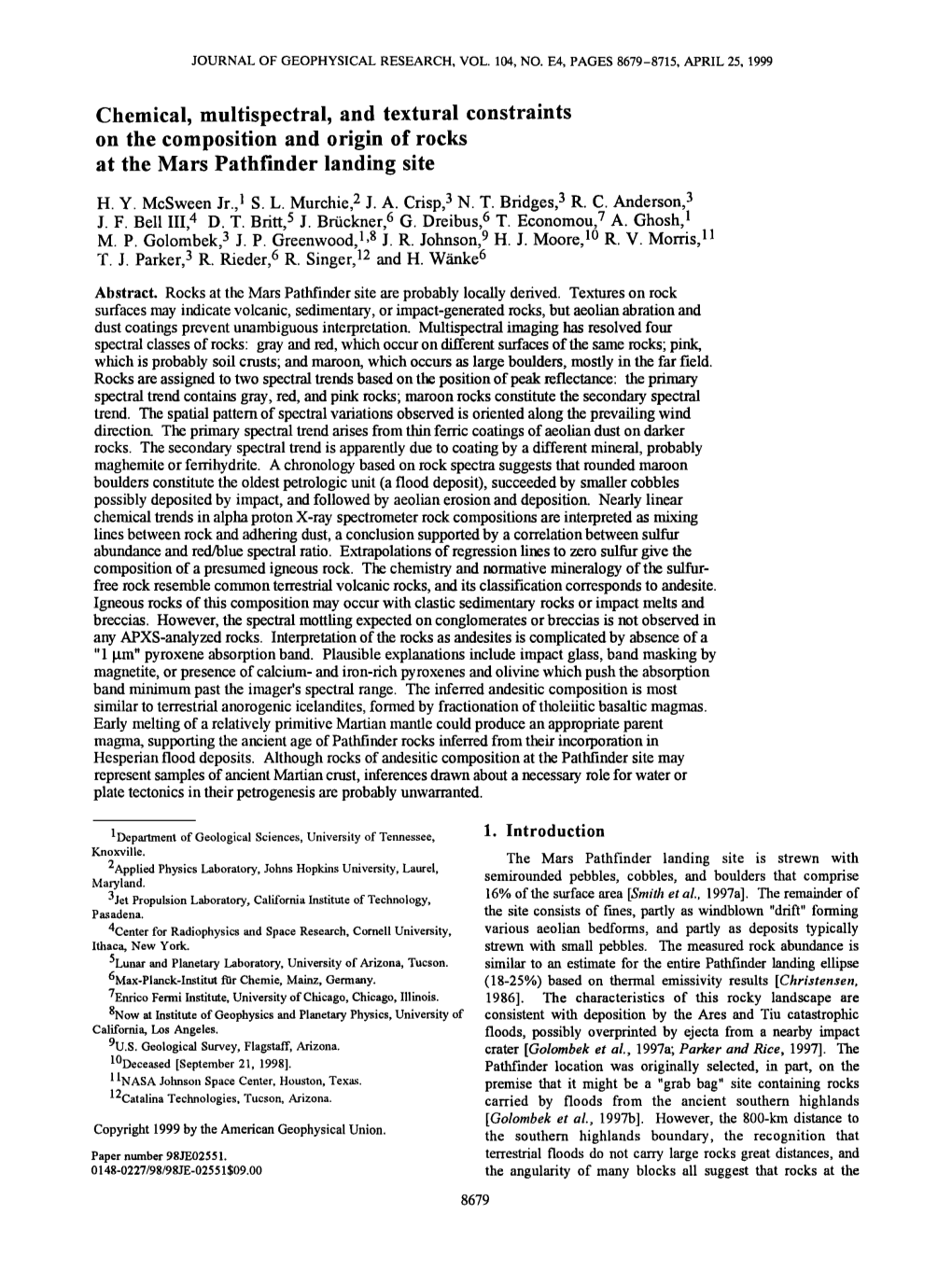 Chemical, Multispectral, and Textural Constraints on the Composition And