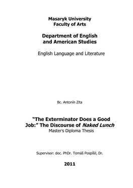 Department of English and American Studies “The Exterminator Does A