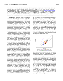 Tin Abundances Require That Chassignites Originated from Multiple Magmatic Bodies Distinct from Nakhlites