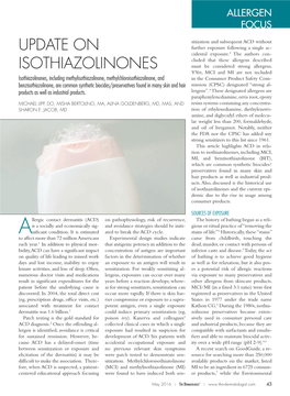 Update on Isothiazolinones