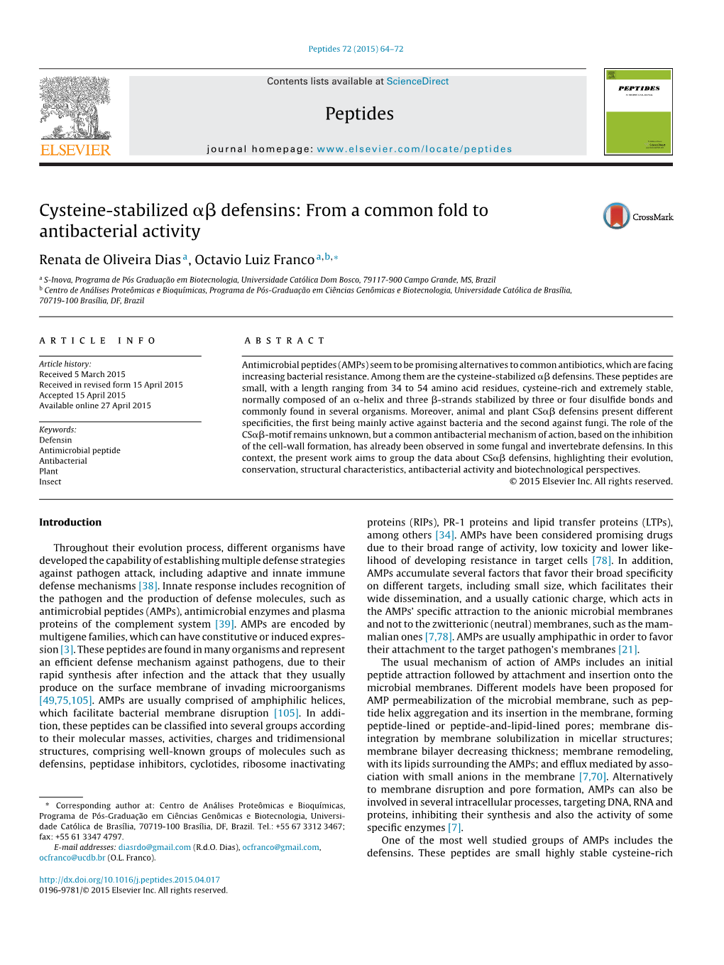 Cysteine-Stabilized Αβ Defensins