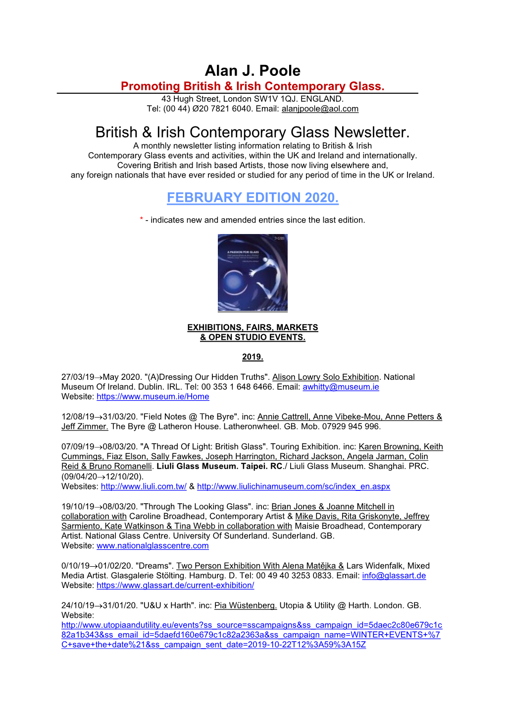 Alan J. Poole British & Irish Contemporary Glass Newsletter