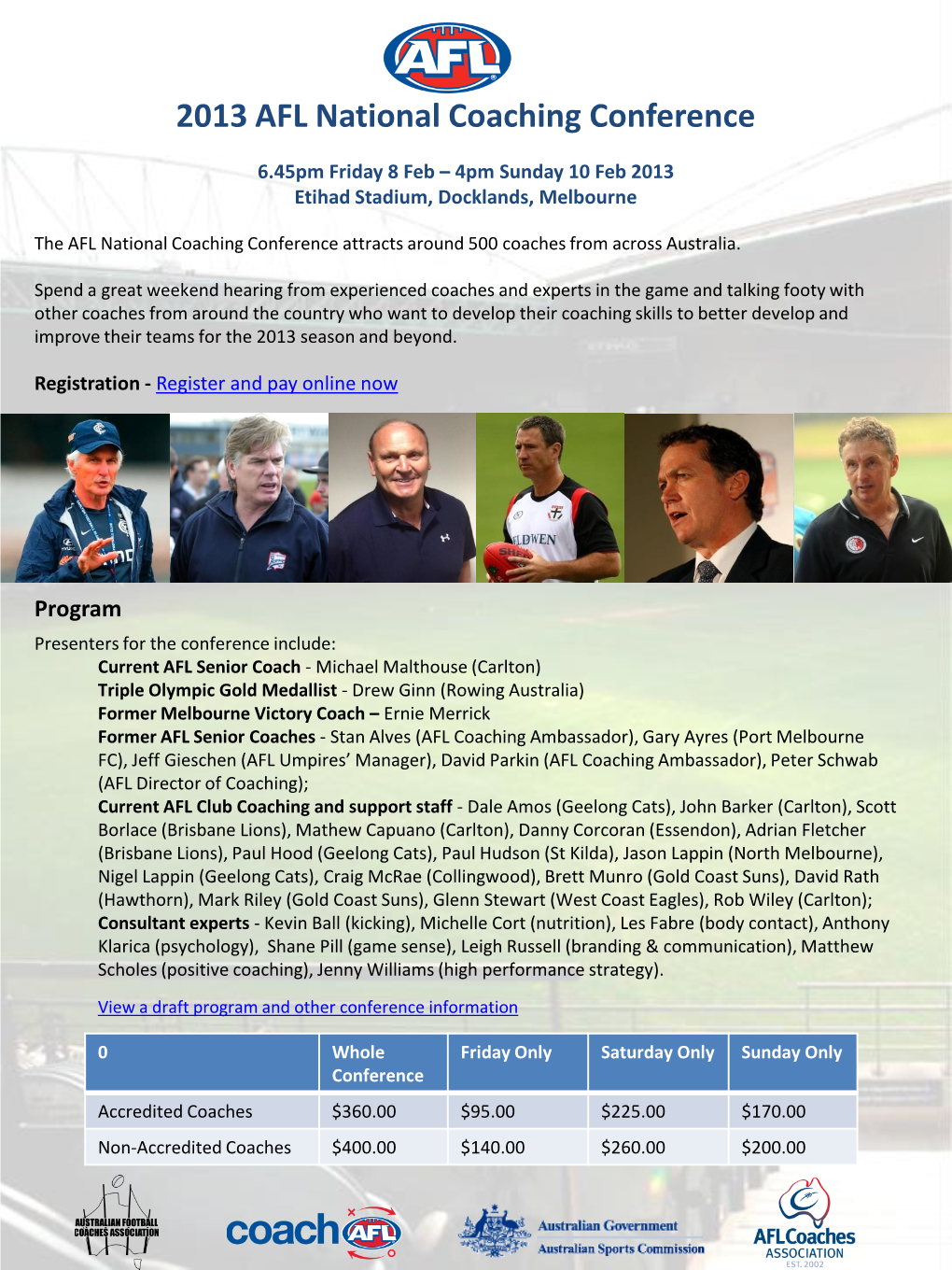 2013 AFL National Coaching Conference
