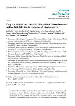 Fully Automated Spectrometric Protocols for Determination of Antioxidant Activity: Advantages and Disadvantages