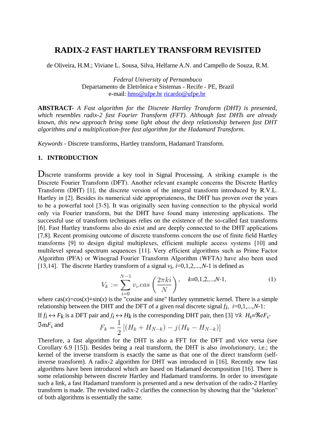 Radix-2 Fast Hartley Transform Revisited