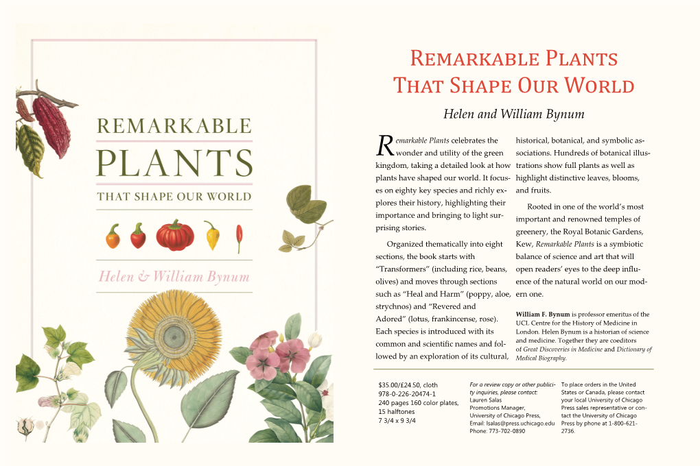 Remarkable Plants That Shape Our World Helen and William Bynum
