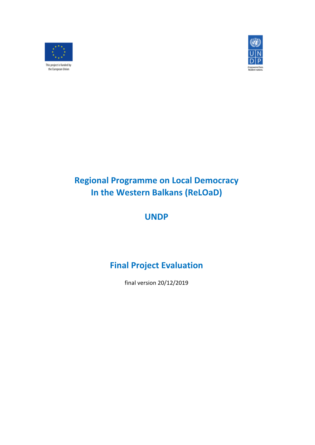 Regional Programme on Local Democracy in the Western Balkans (Reload)