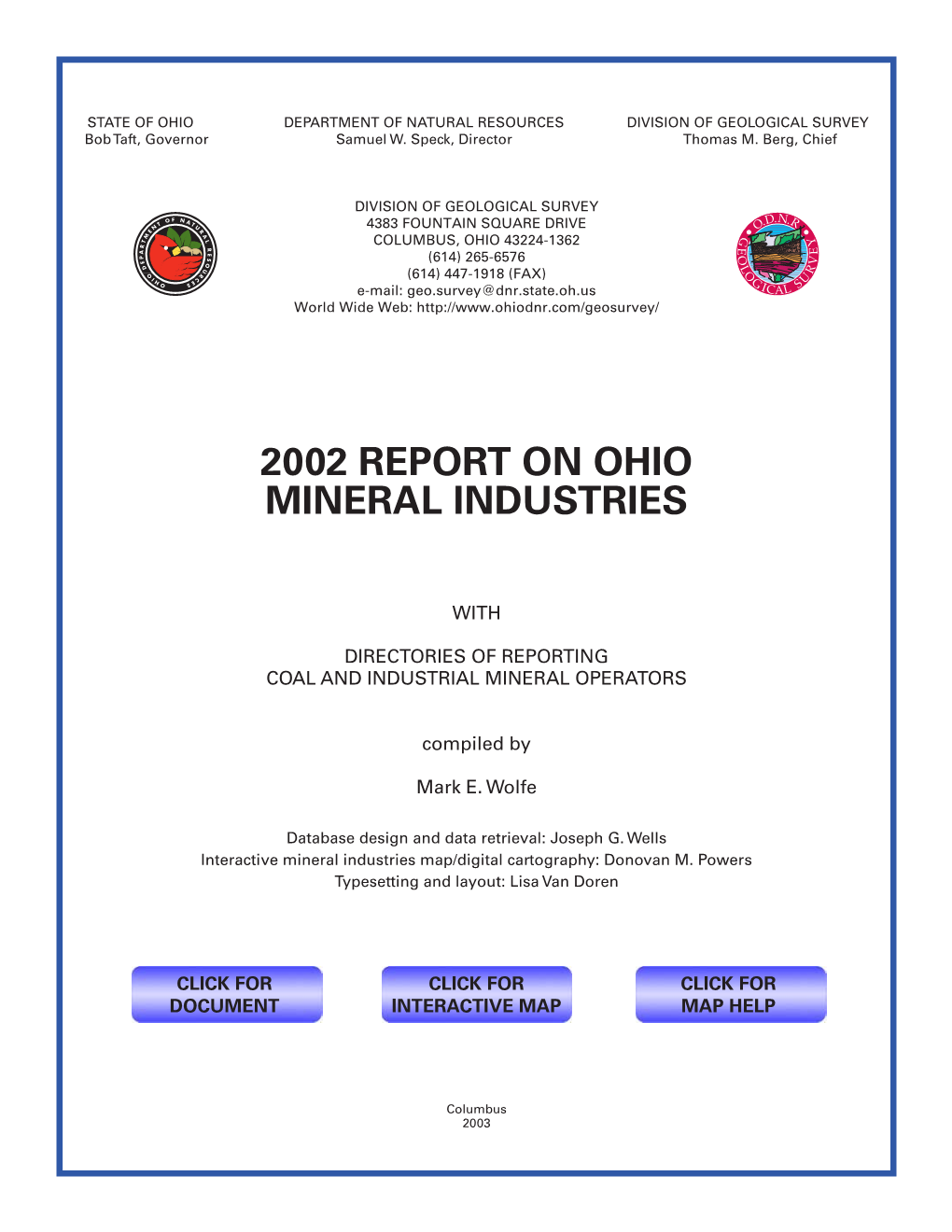 2002 Report on Ohio Mineral Industries