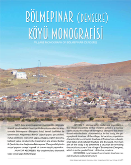 Bölmepınar (Dengere) Köyü Monografisi
