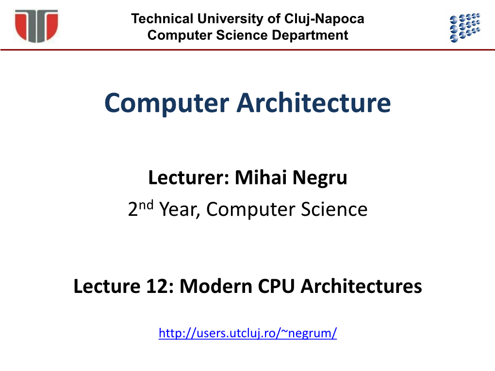 Lecture 12: Modern CPU Architectures