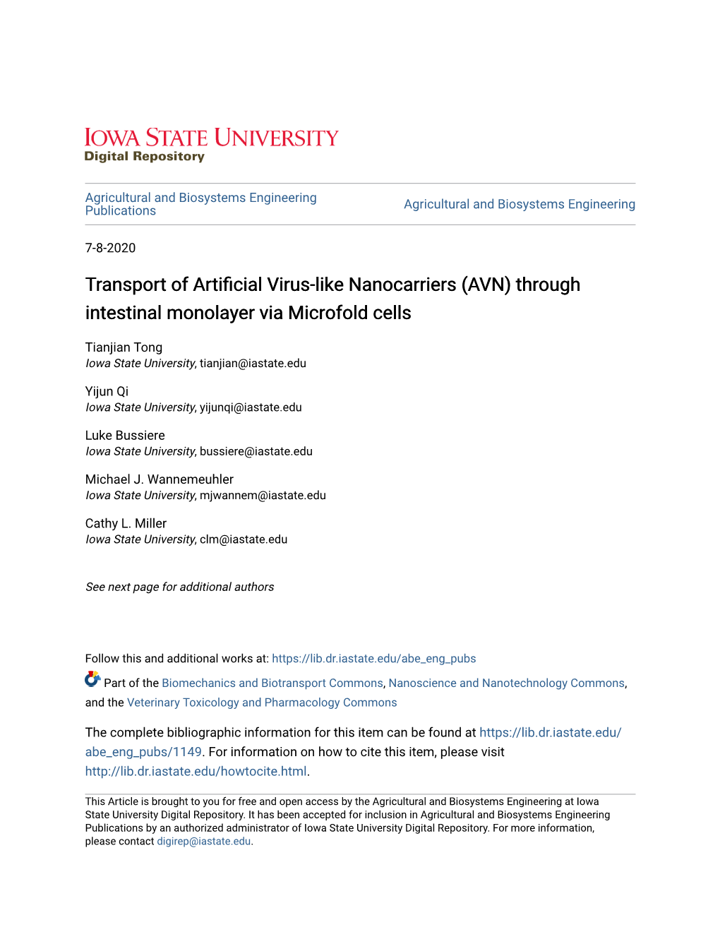 Transport of Artificial Virus-Like Nanocarriers (AVN) Through Intestinal Monolayer Via Microfold Cells