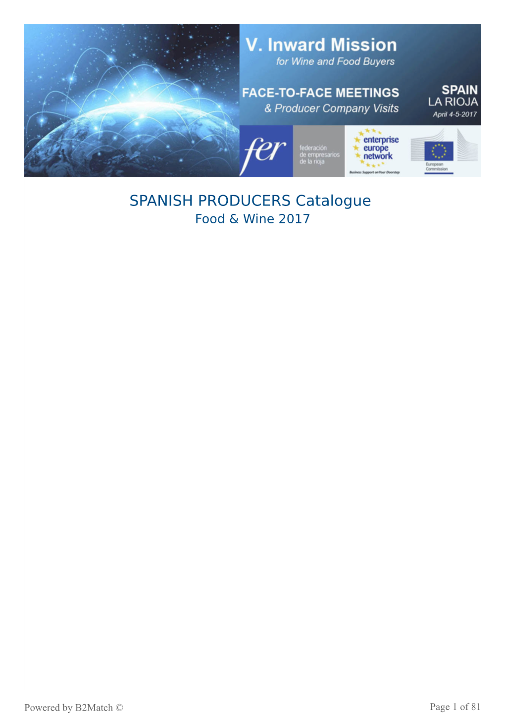 SPANISH PRODUCERS Catalogue Food & Wine 2017