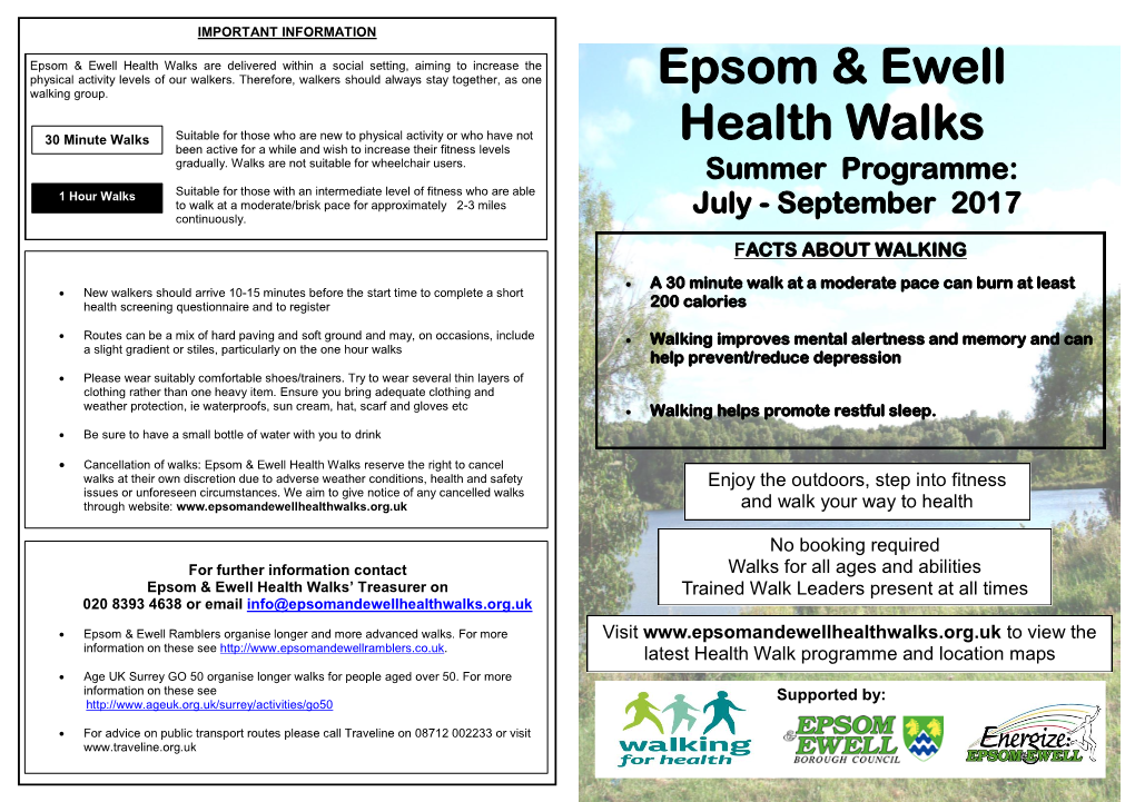 Epsom & Ewell Health Walks Health Walks