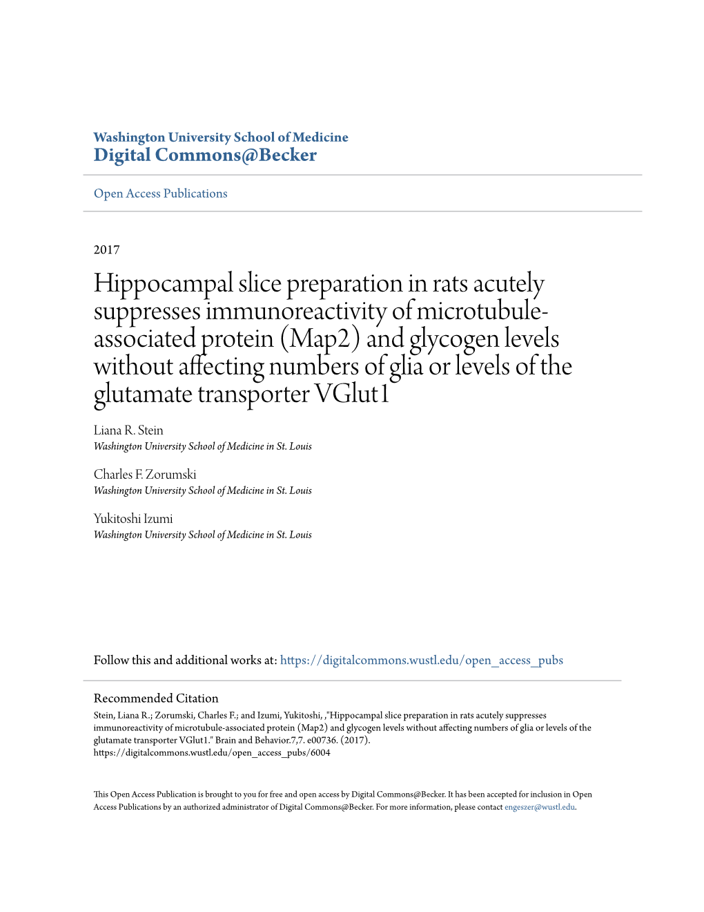 Hippocampal Slice Preparation in Rats Acutely Suppresses