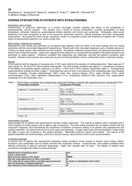 39 Voiding Dysfunction in Patients with Dysautonomia