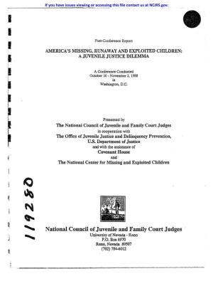 National Council of Juvenile and Family Court Judges in Cooperation with the Office of Juvenile Justice and Delinquency Prevention, U.S
