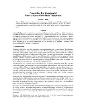 Footnotes for Meaningful Translations of the New Testament