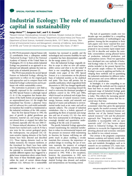 Industrial Ecology: the Role of Manufactured Capital in Sustainability Helga Weisza,B,1, Sangwon Suhc, and T
