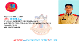 Article on Experience of My NCC Life Today I Am Going to Share My NCC Life Experience with You
