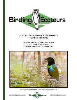 Australia: Northern Territory - Top End Birding